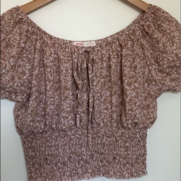 ROMWE Tops - Ditsy Floral Shirred Waist Blouse